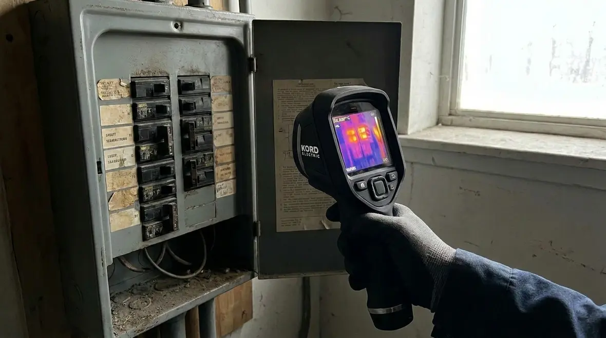 Technicians reviewing commercial and industrial electrical maintenance plans
