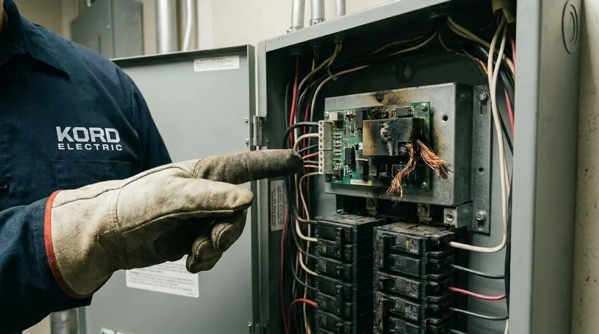 Surge protection devices installed inside a commercial electrical panel