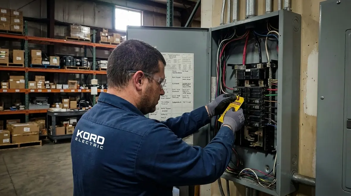 Thermal-safe commercial subpanel installation with organized breakers