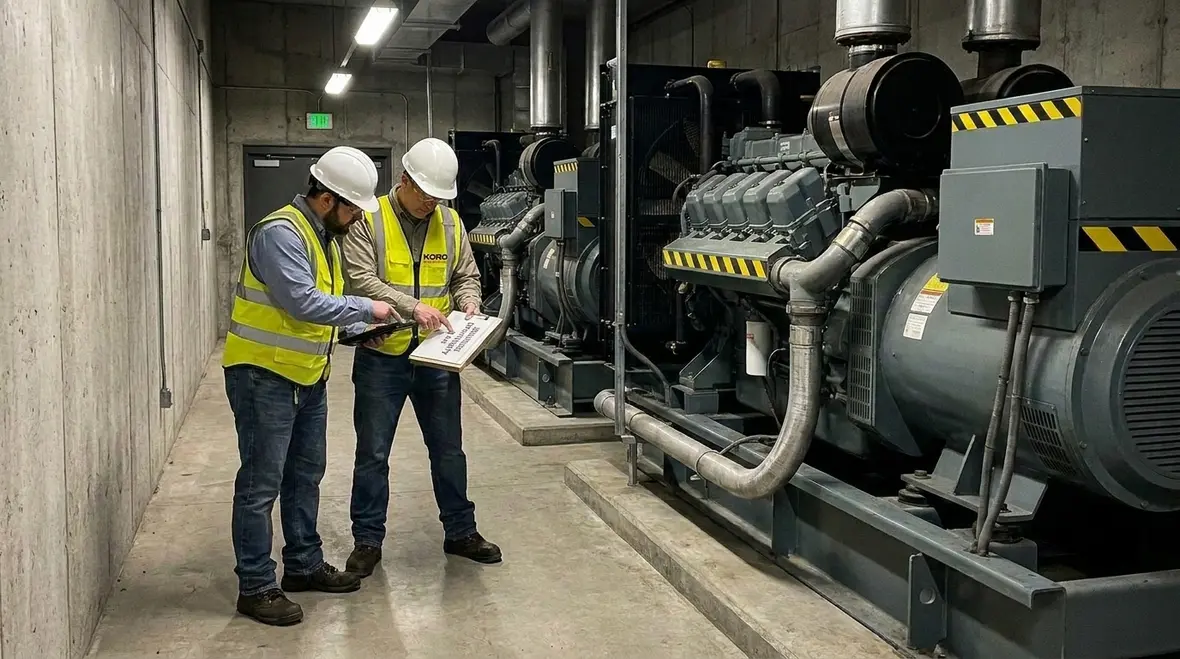 Commercial electrical team reviewing business continuity power design