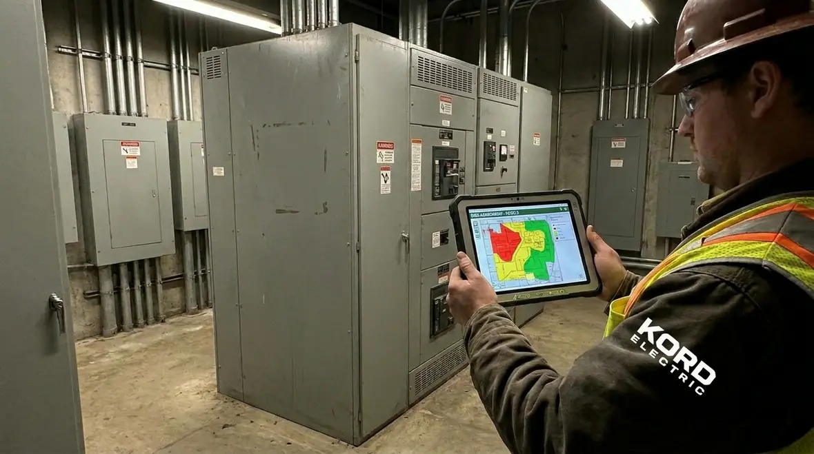 Electrical risk mapping in an office electrical room and central switchgear