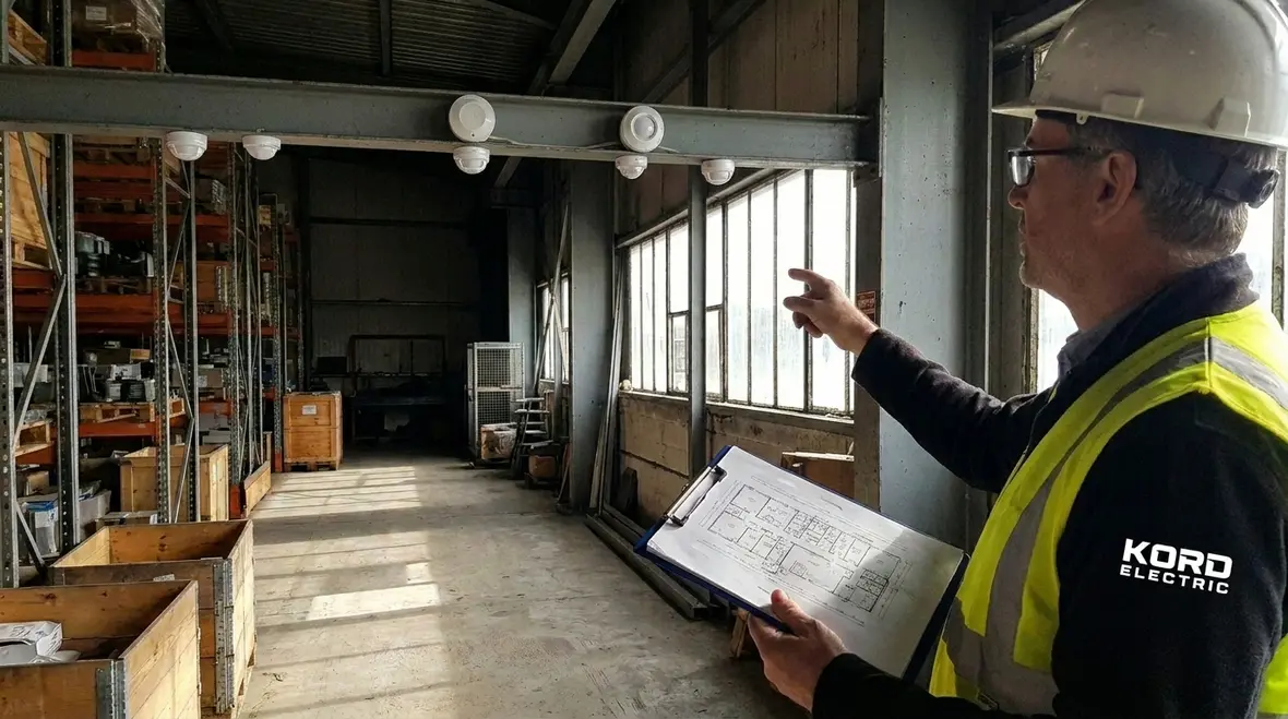 Lighting zones and occupancy sensors mapped across a warehouse