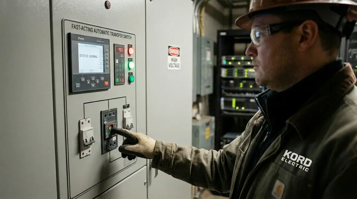 Emergency generator and transfer switch design for commercial business continuity