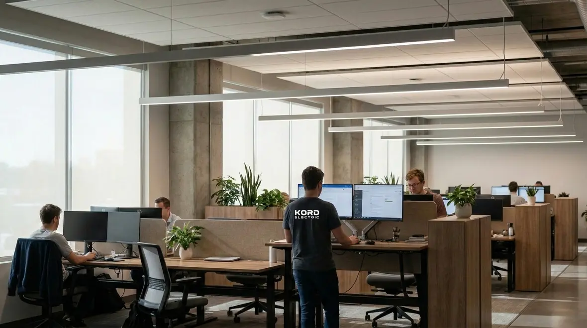Energy efficient office lighting upgrade in a commercial workspace