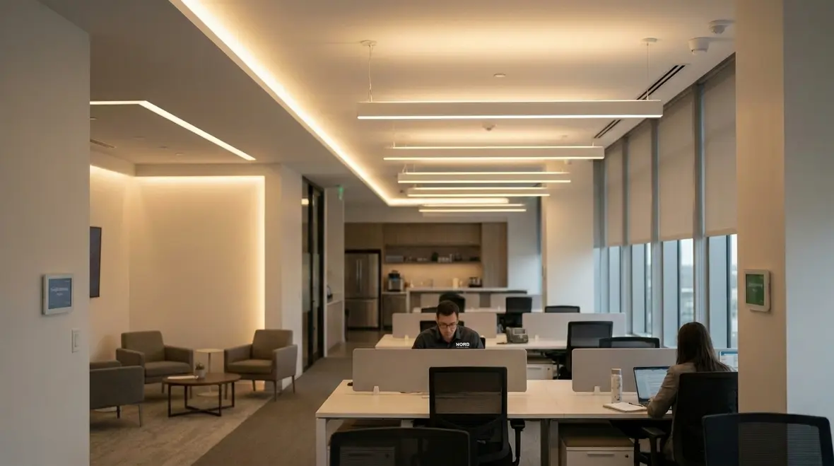 LED office lighting fixtures and controls designed for efficiency
