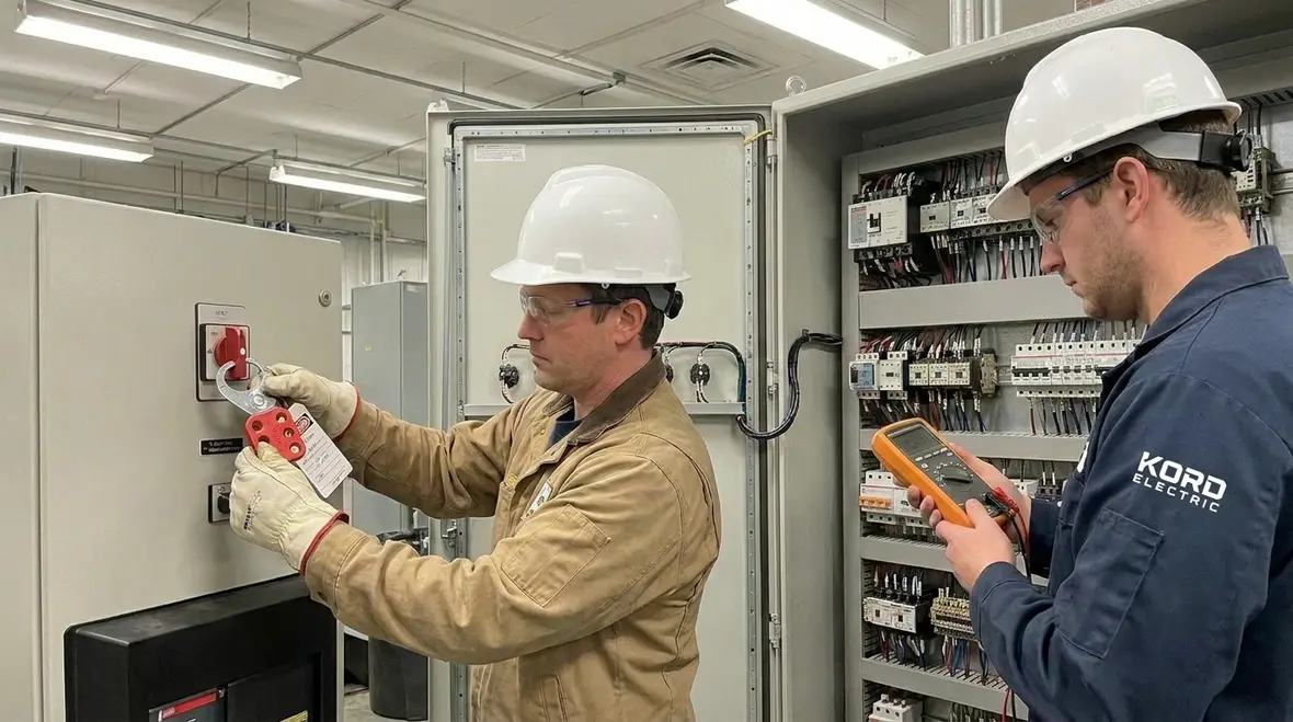 Industrial control panel safety inspection in a commercial facility