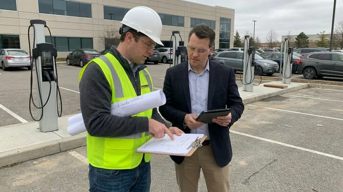 Commercial EV charging infrastructure planning layout