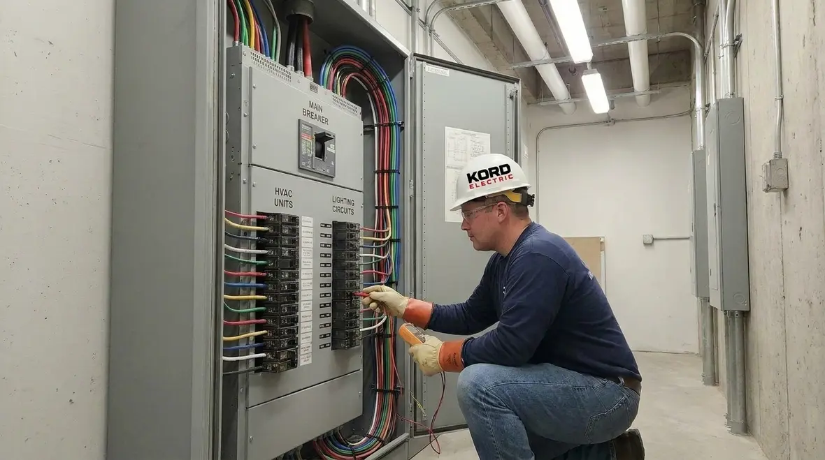 Engineers planning electrical power paths and load priorities