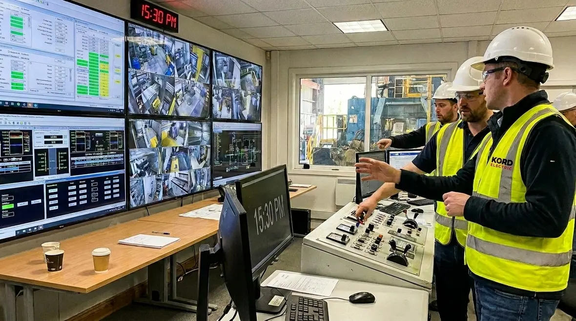 Energy monitoring dashboard showing facility analytics and power quality trends