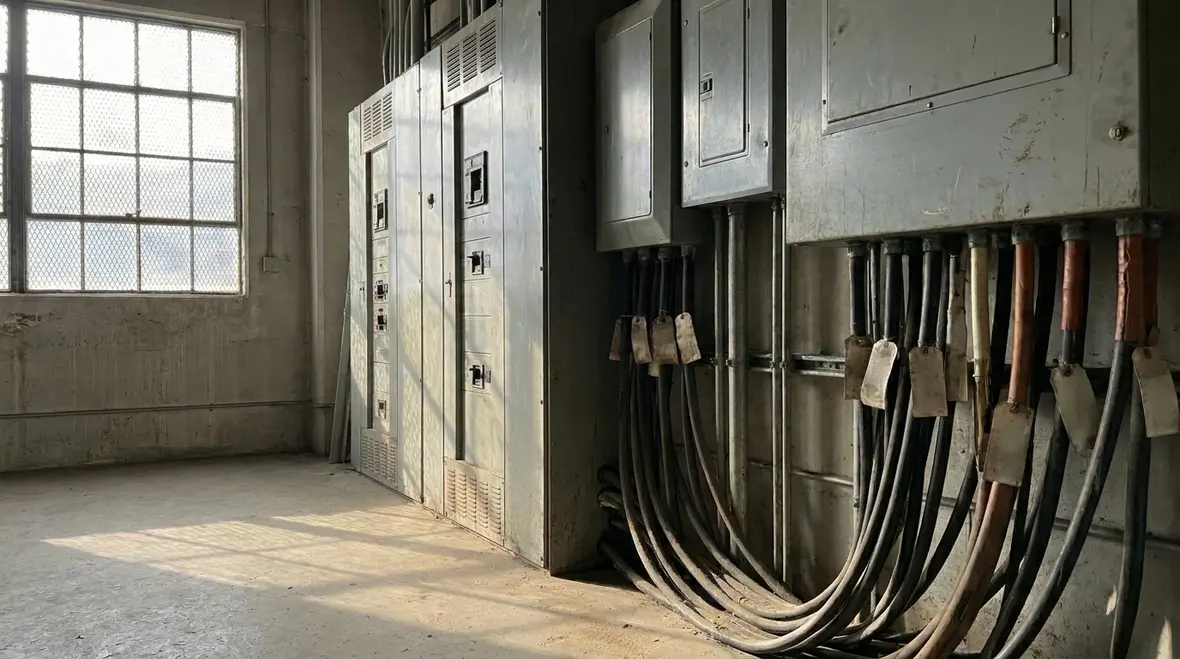 Commercial electrical panel with balanced loads across phases
