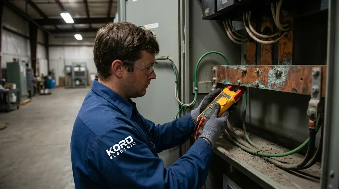 Industrial switchgear and panelboards undergoing safety testing