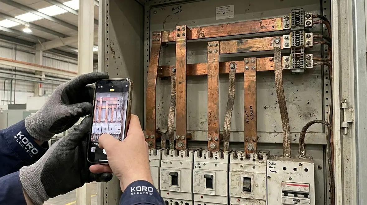 Industrial electrical surge protection equipment in a commercial electrical room