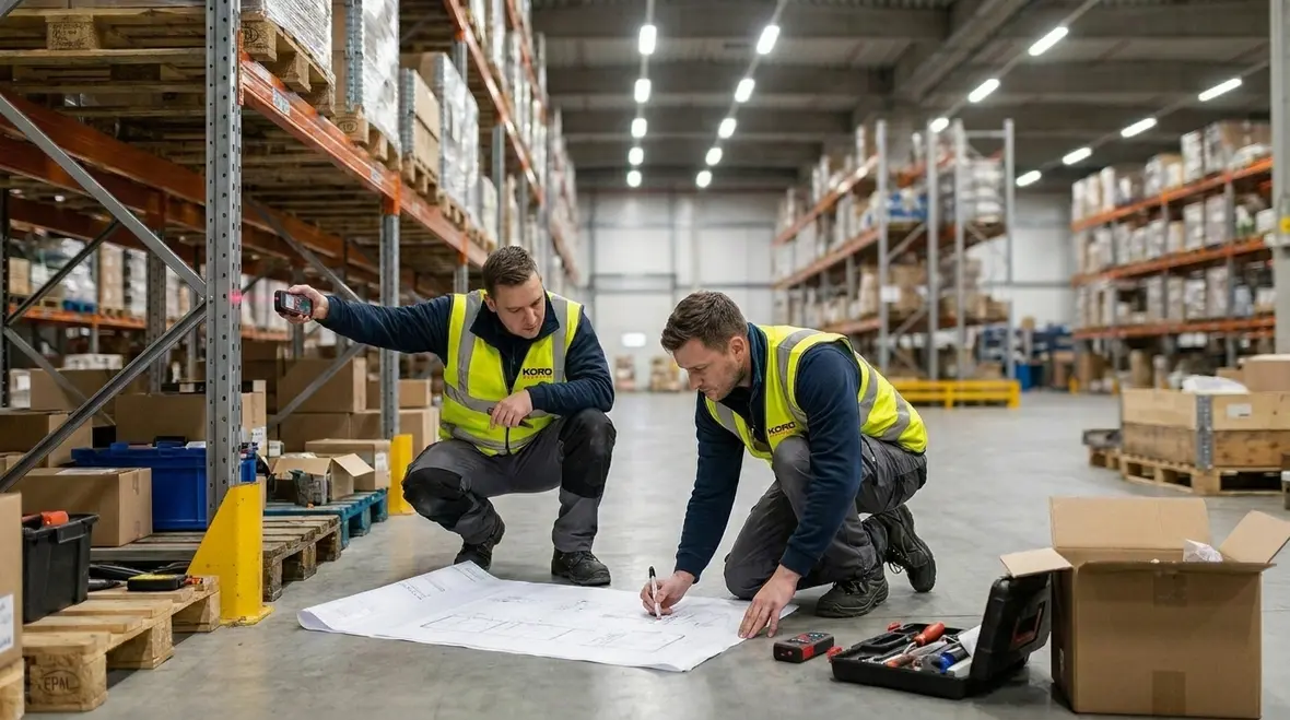 Smart warehouse lighting controls in an industrial facility