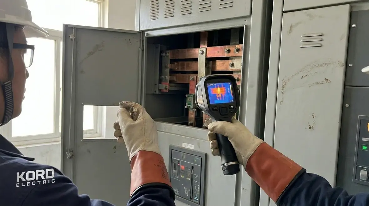 Industrial power distribution panel inspection for troubleshooting