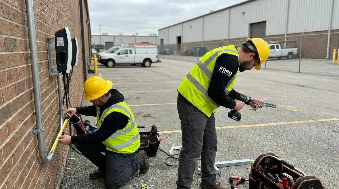 Phased commercial EV charger installation at an active facility
