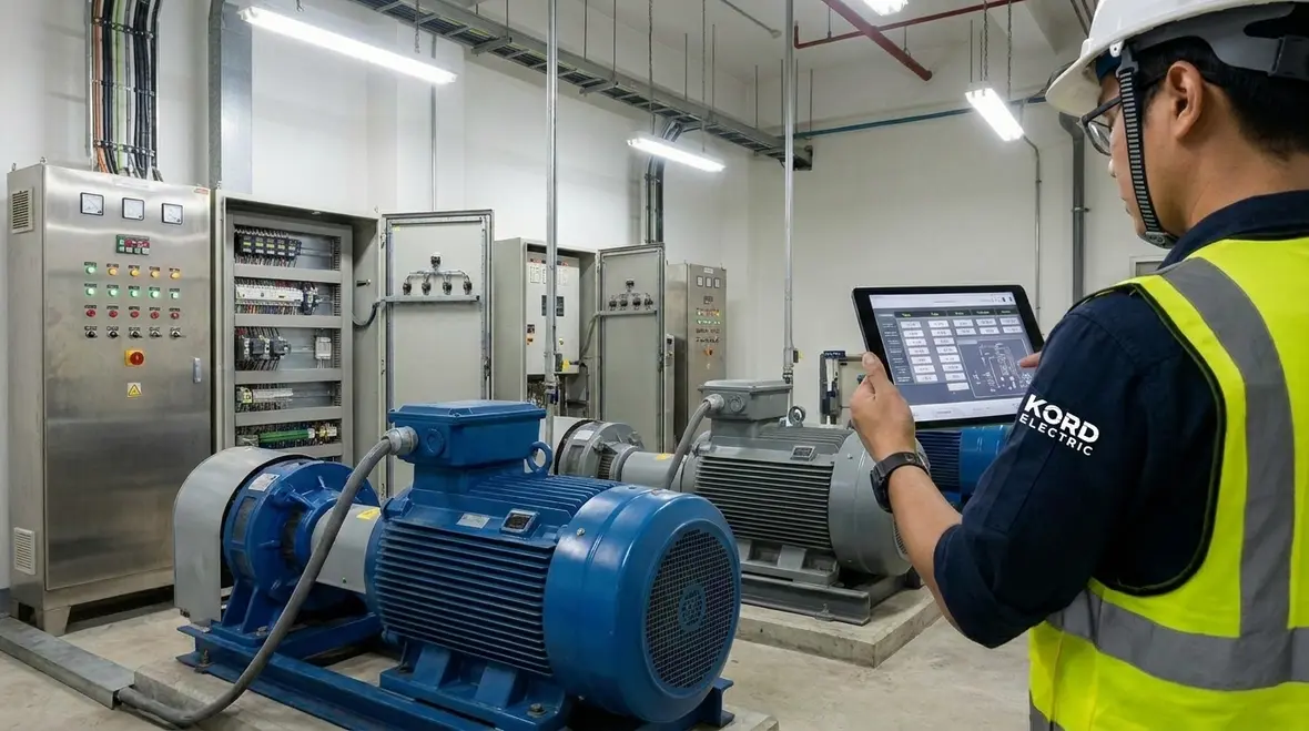 Engineers analyzing industrial load forecasting data