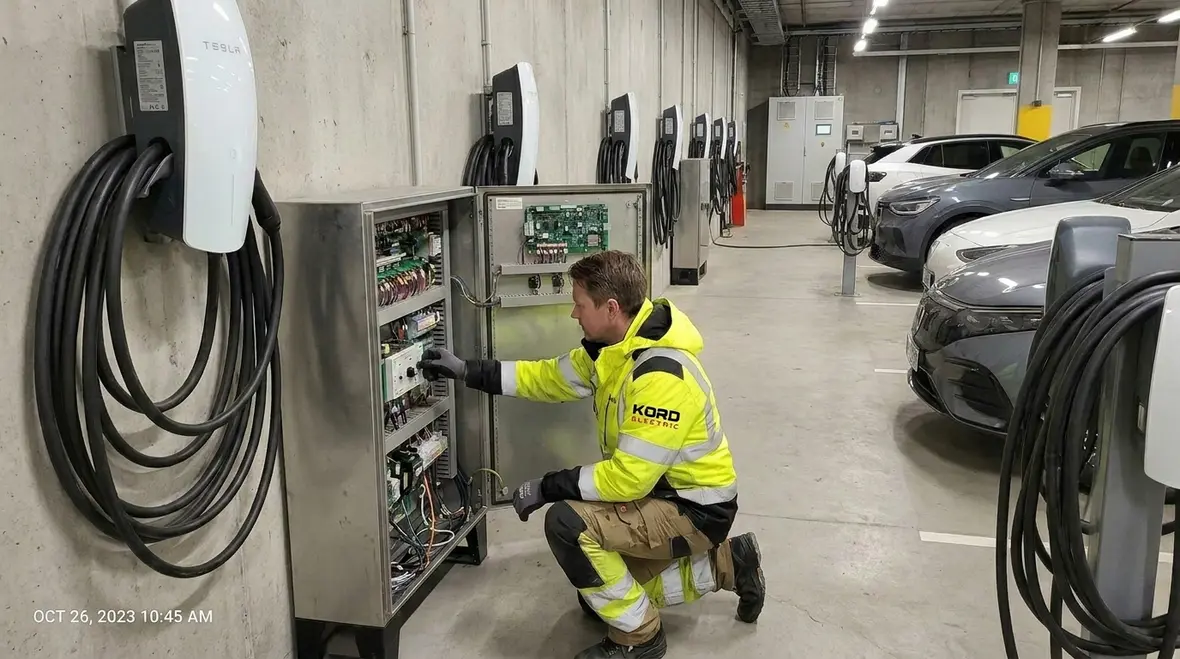 Commercial EV fleet charging design review at electrical panels