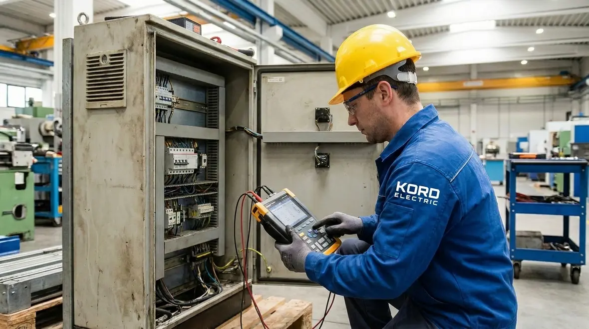 Technician reviewing industrial power quality solutions for critical equipment