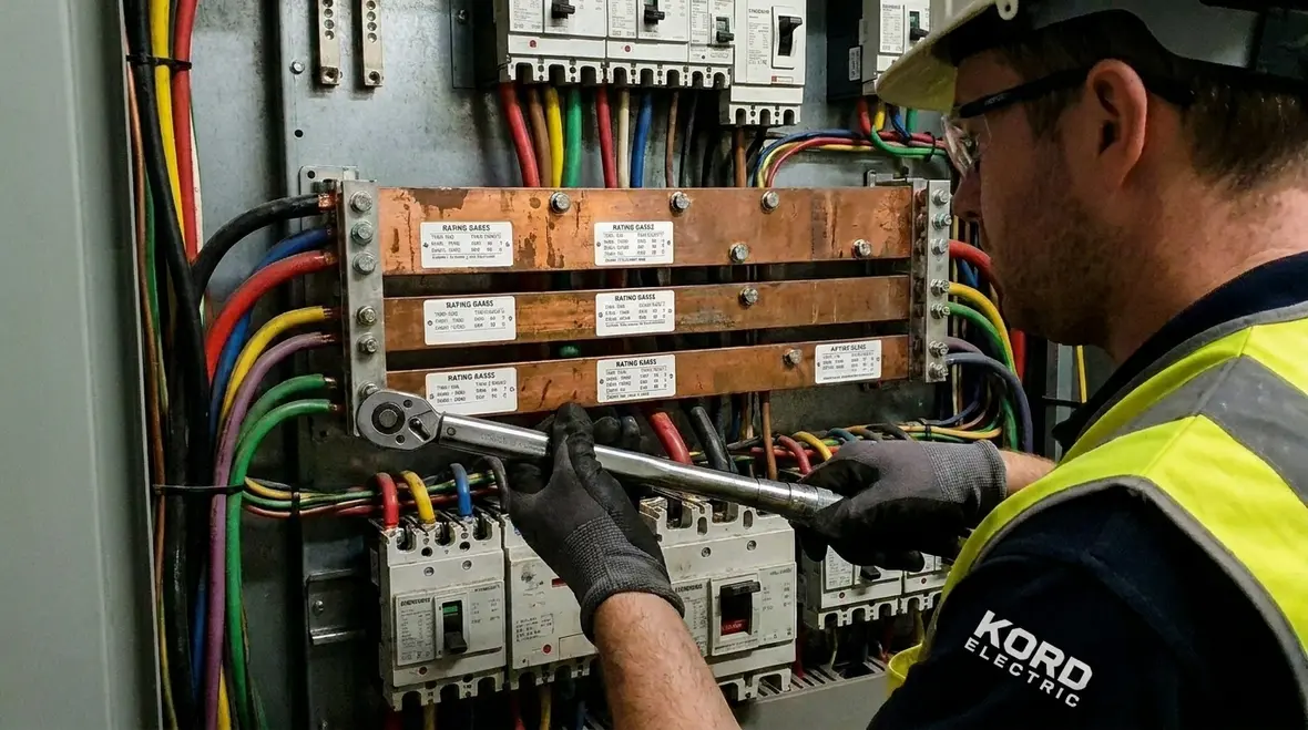 Industrial electrical panel with subpanel capacity and bus rating review