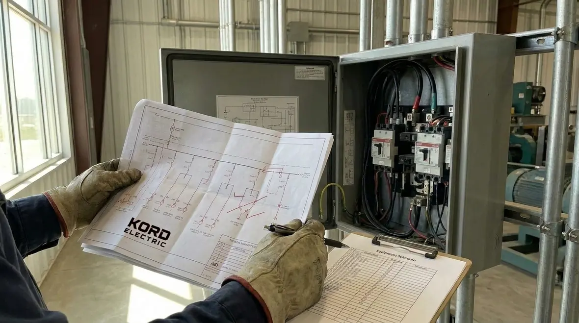 Engineer reviewing an industrial subpanel load calculation model