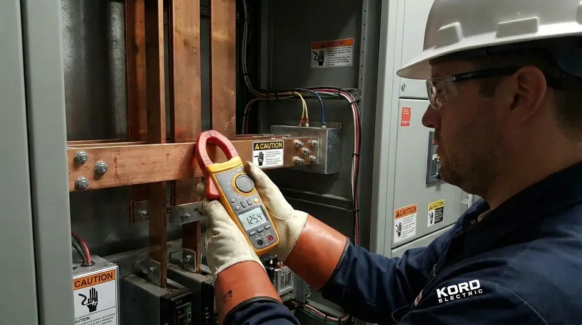 Engineers reviewing electrical load assessment and capacity plans