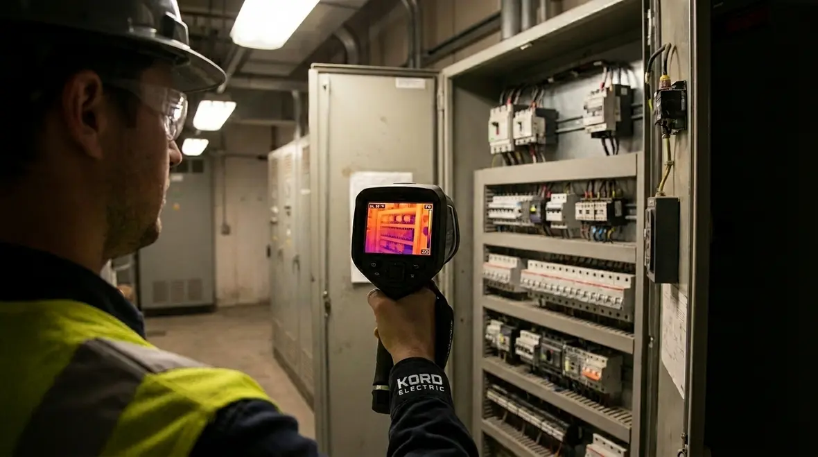 Commercial electrical room with balanced panel loads