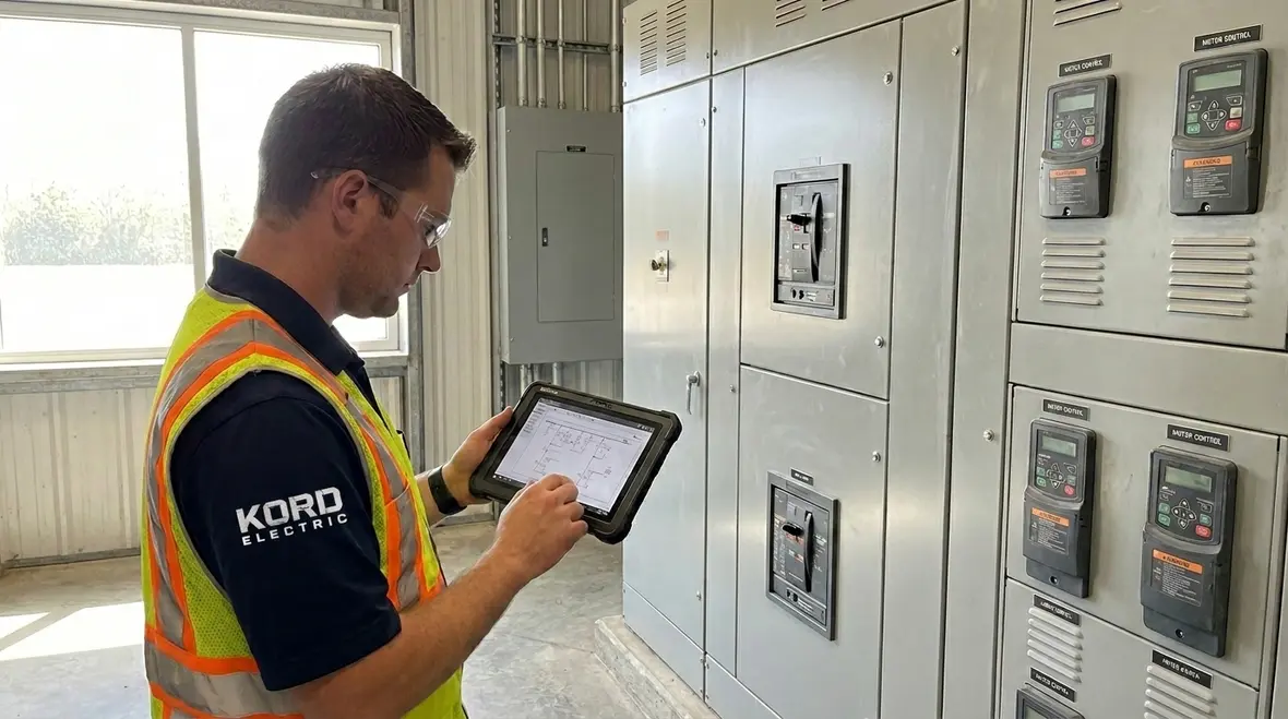 Controls and distribution equipment in a modern commercial building electrical system