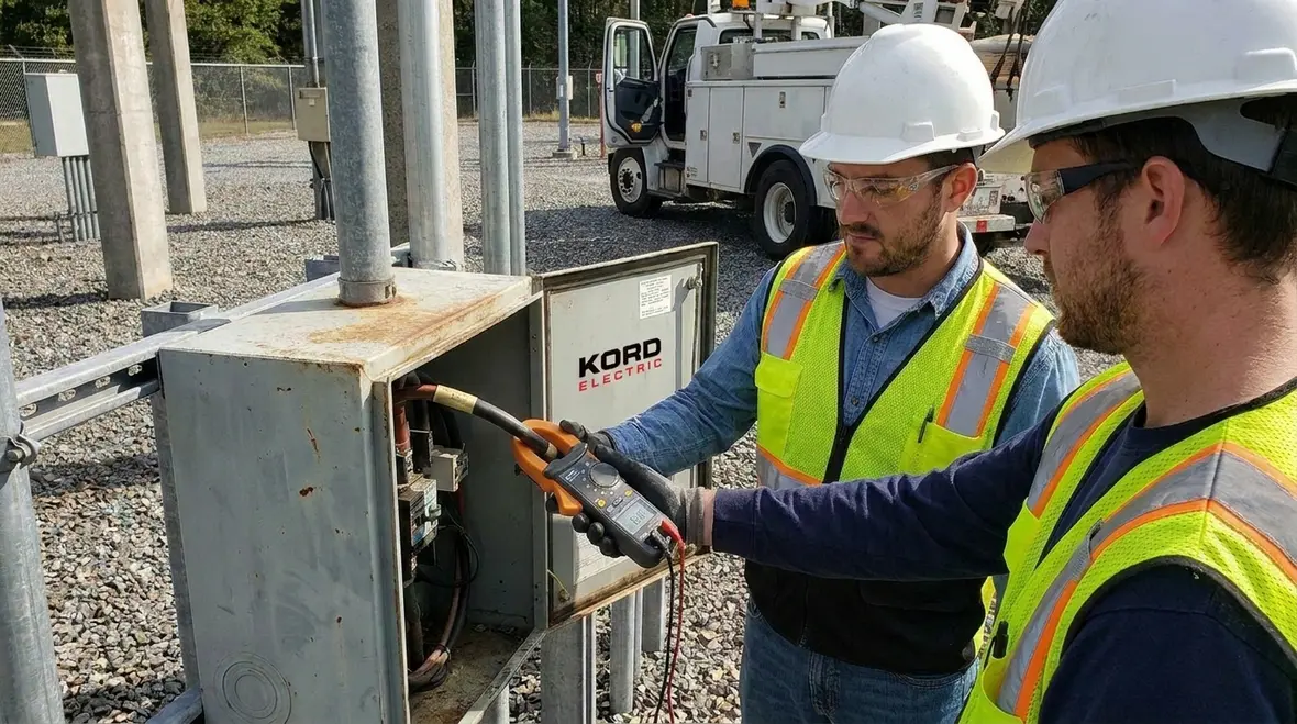 Technician integrating smart building energy management with commercial panels