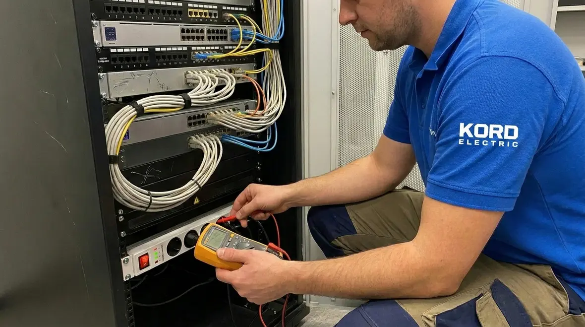 Commercial lighting and panels showing signs of voltage fluctuations and breaker issues