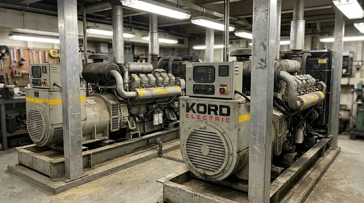 Technicians reviewing voltage fluctuation data for redundant system design
