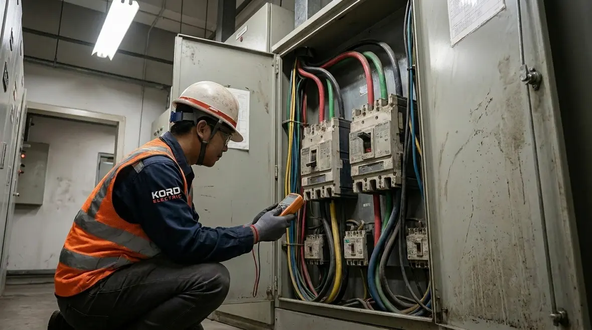 Power quality testing equipment connected to commercial electrical panels