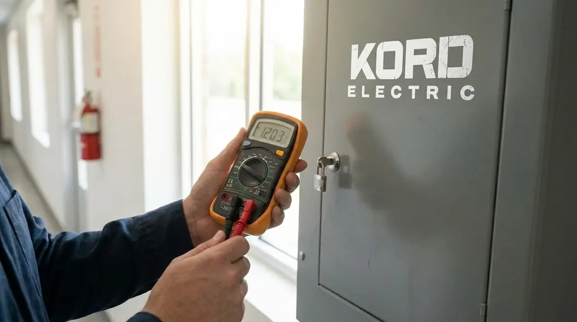 Technician tracing commercial lighting control issues from the zone to the panel