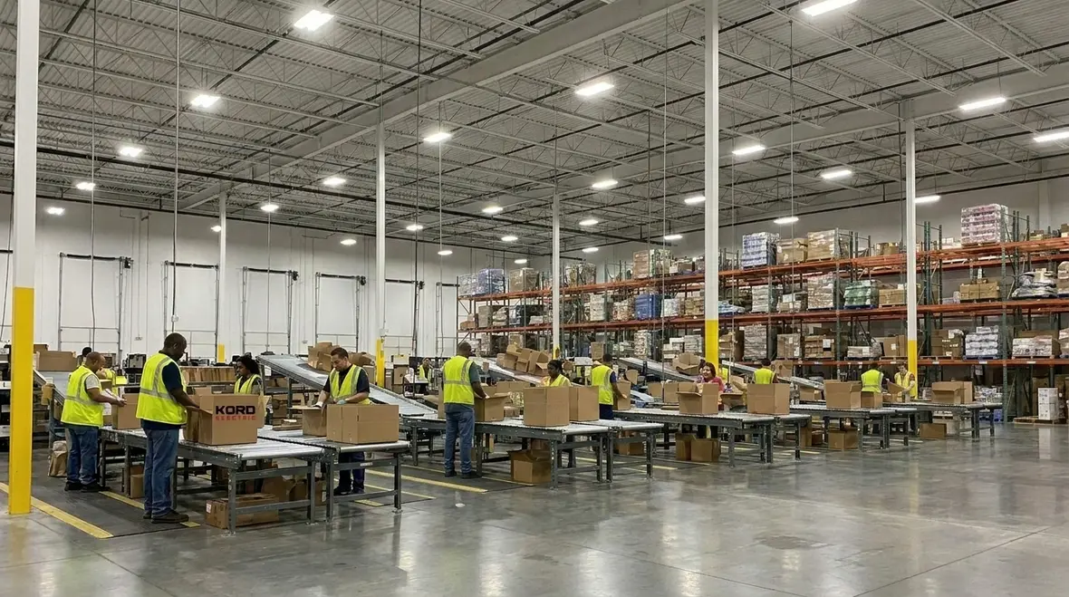 Modern warehouse after lighting efficiency upgrades