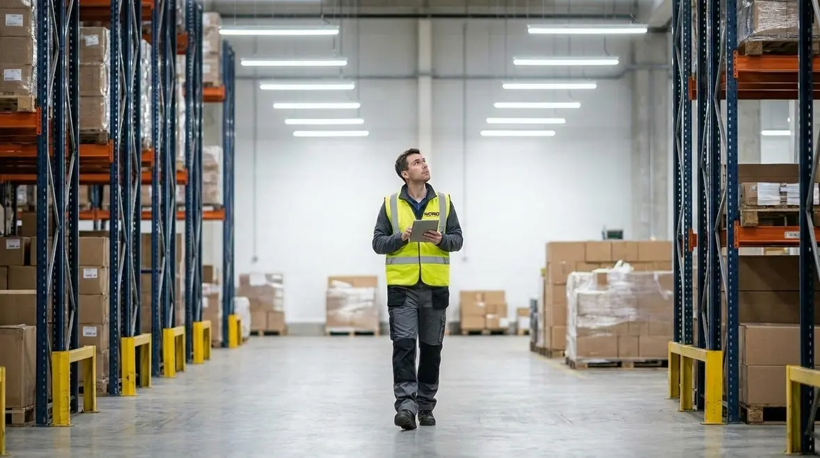 Warehouse lighting controls and commissioning for safe operation