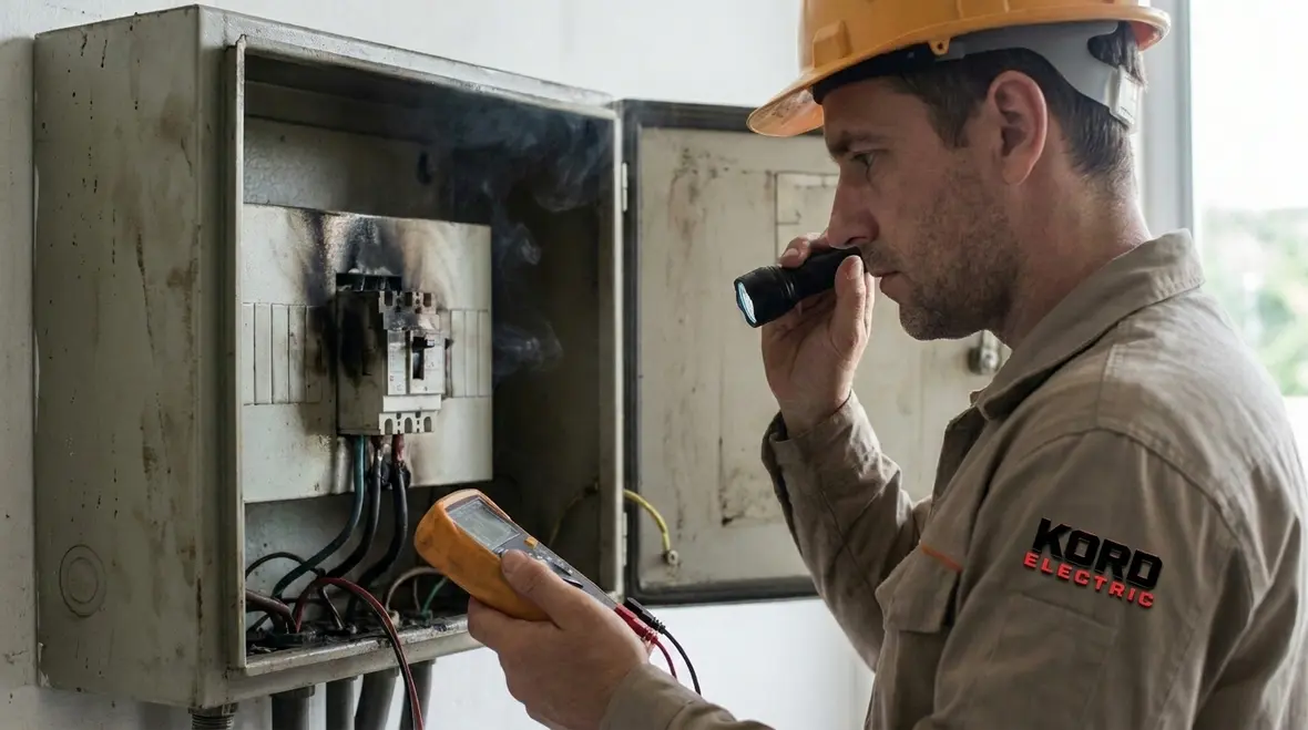 Thermal scan identifying hot spots on a commercial electrical panel
