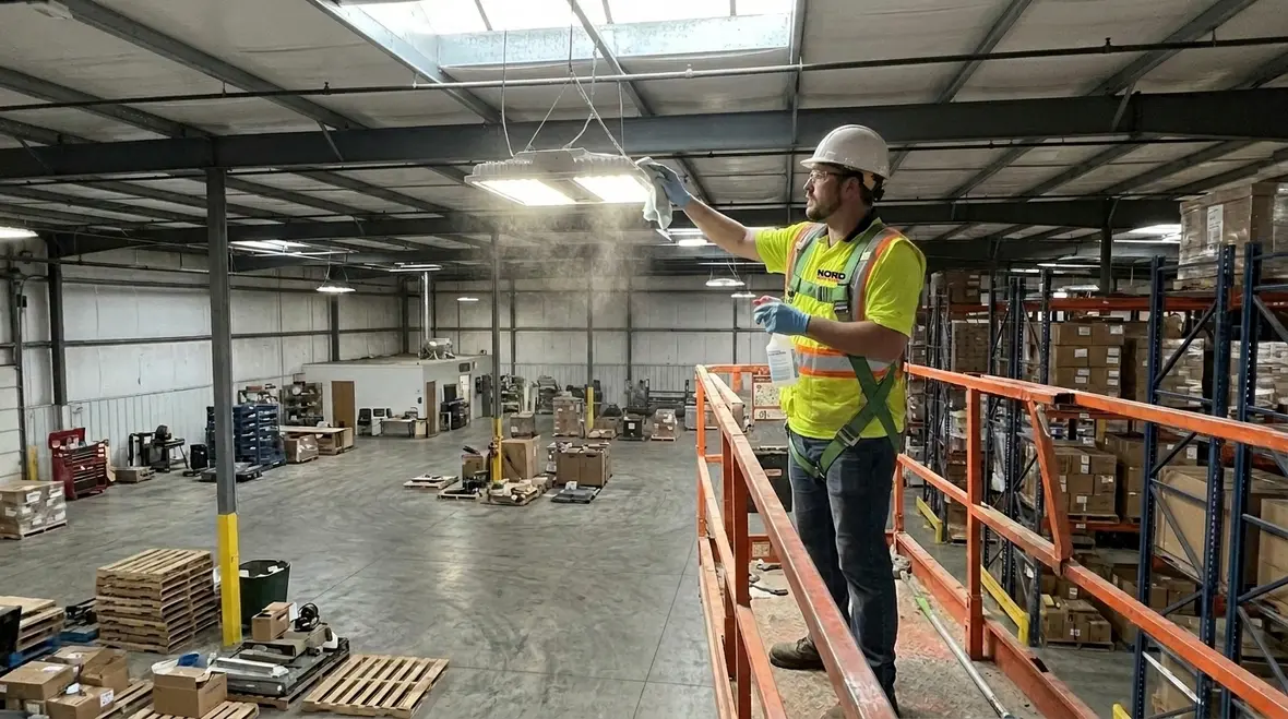 Warehouse lighting meeting safety and code requirements