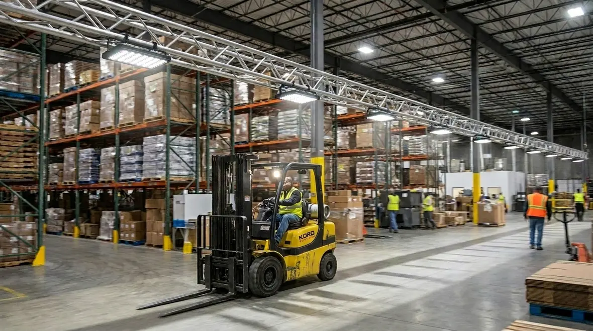 Efficient and safe warehouse lighting layout