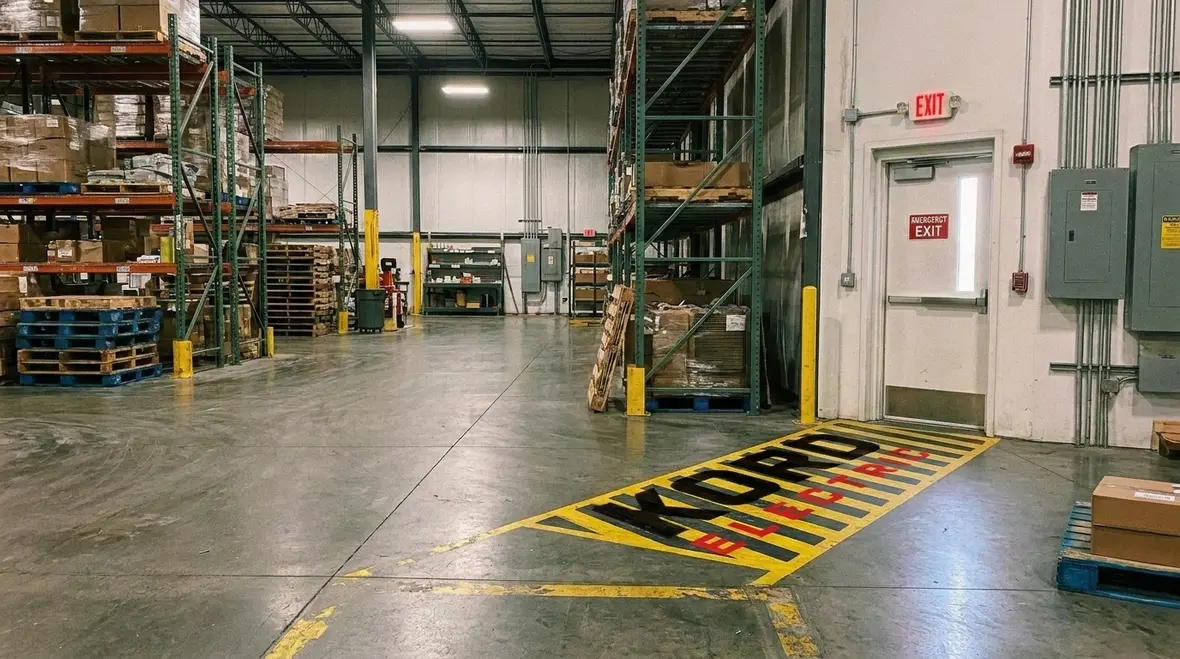Warehouse aisle lighting layout being checked for uniformity and safety