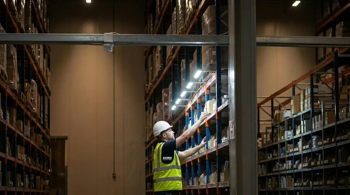 Smart warehouse lighting controls with zoning and dimming