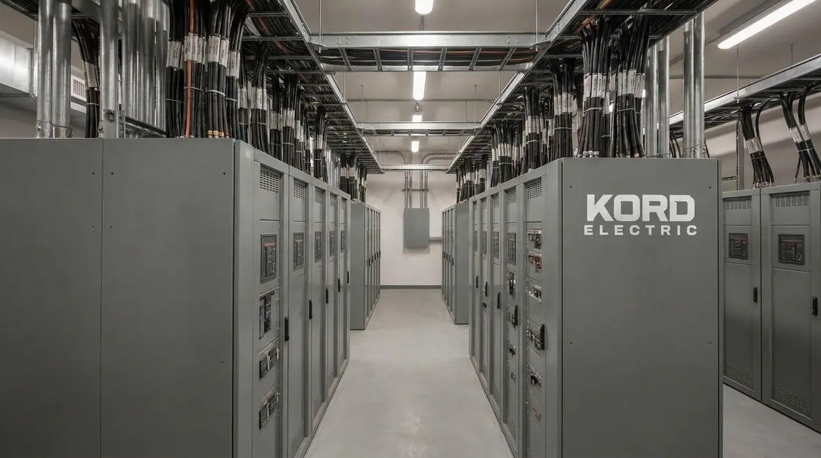 Technician configuring breaker protection and coordination in a commercial electrical room