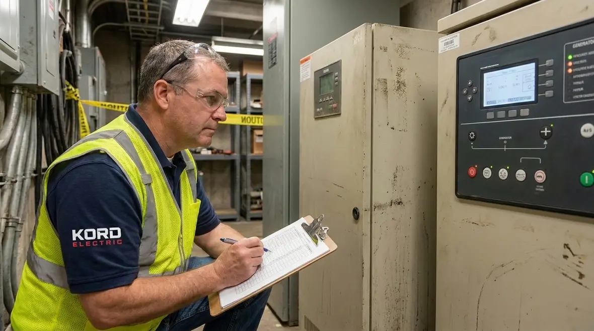 Critical backup power equipment and monitoring displays in a control room