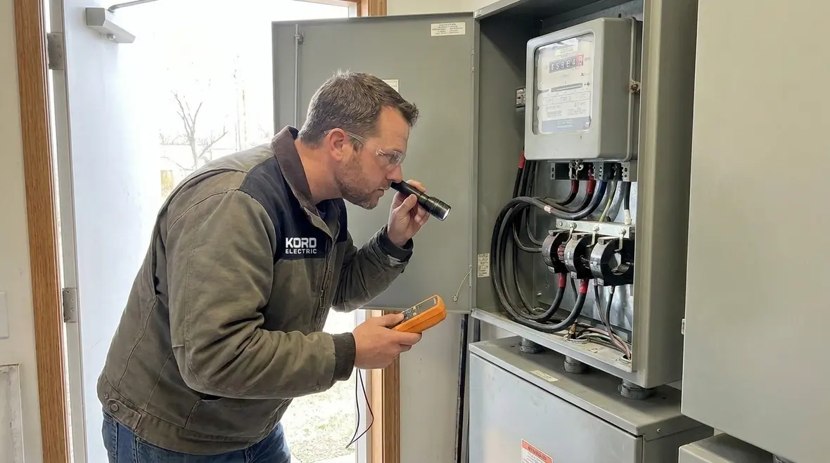 Commercial metering equipment installed in an electrical room