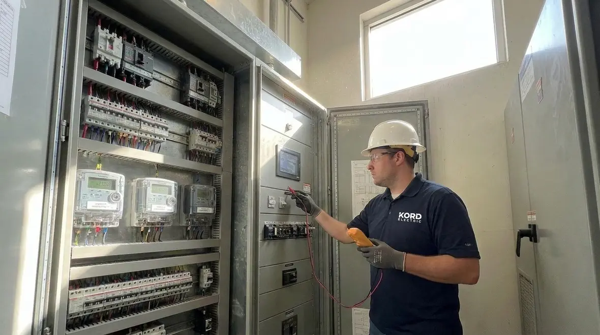 Commercial electrical system components in a modern building