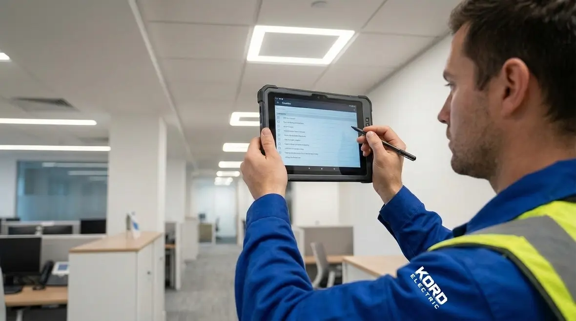 Documented inspection of commercial lighting systems for safety and maintenance planning