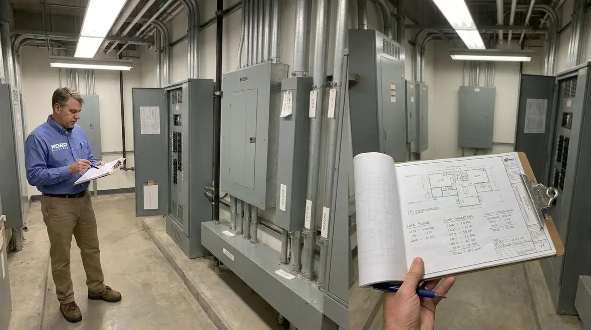 Commercial electrical panels under load in a facility
