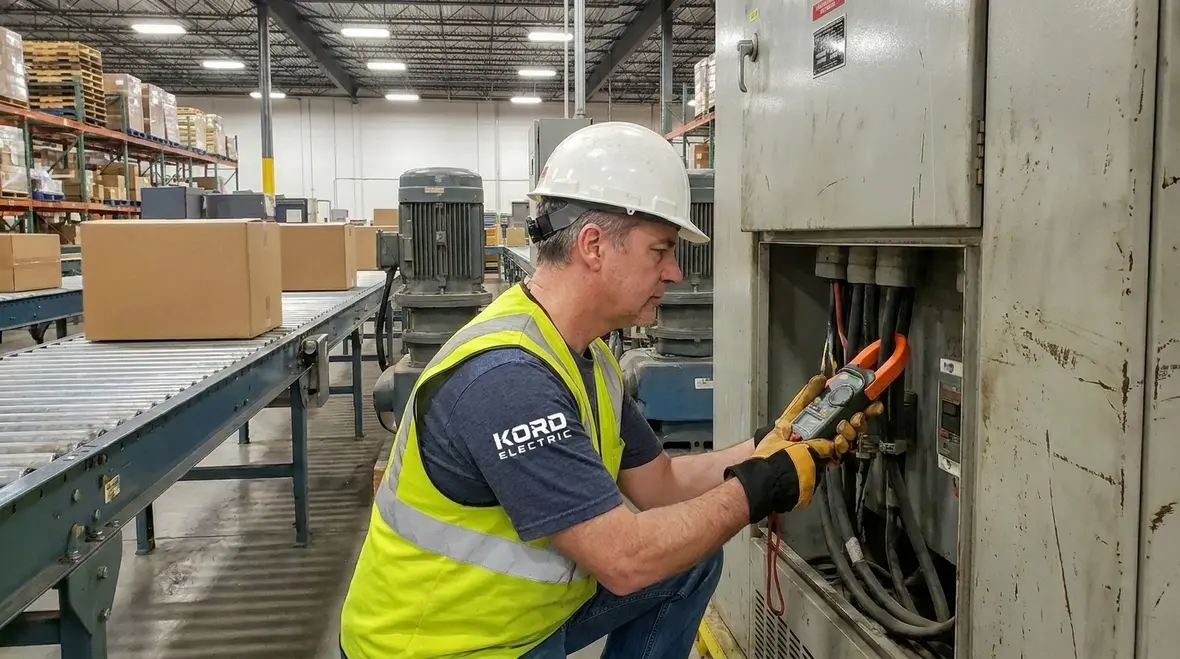 Infrared thermal scan checking overheating connections during commercial load testing