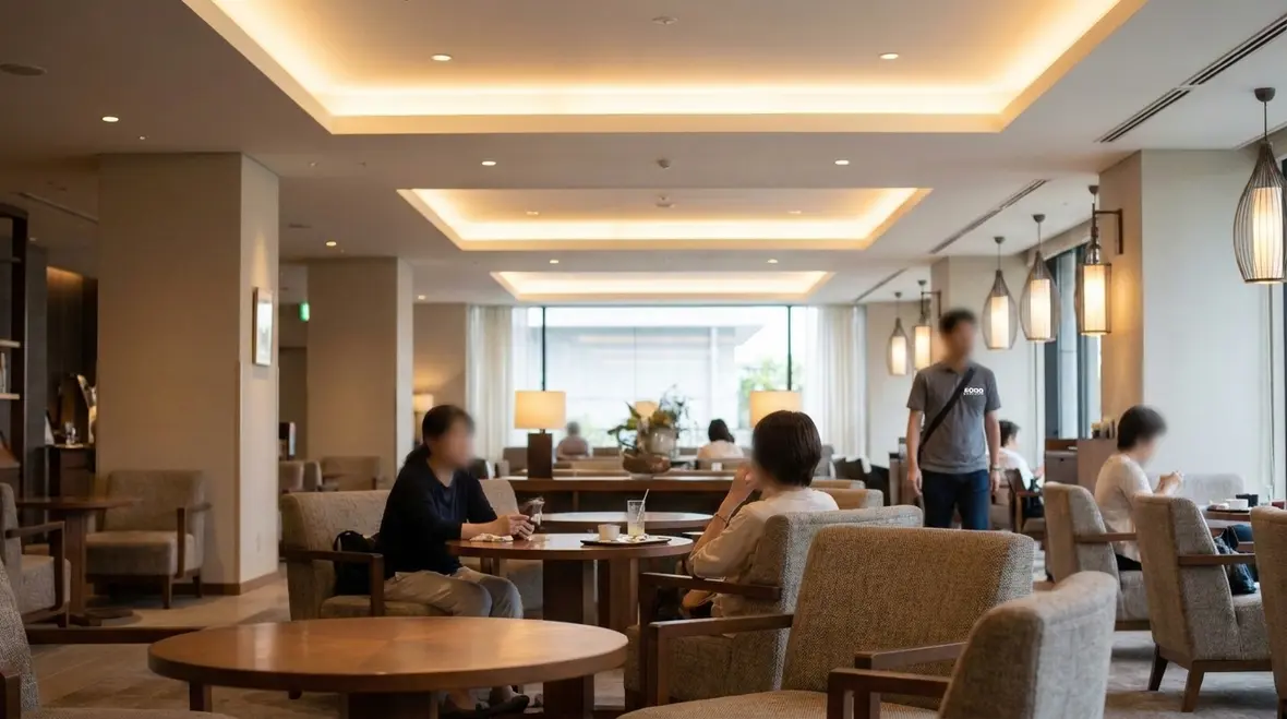 Hotel lobby lighting designed to meet California Title 24 requirements