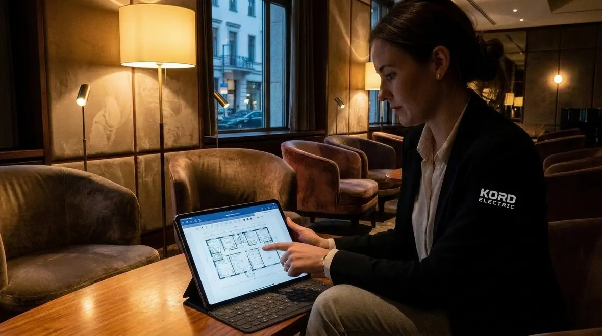 Zoned hospitality lighting layout with guest-focused ambience