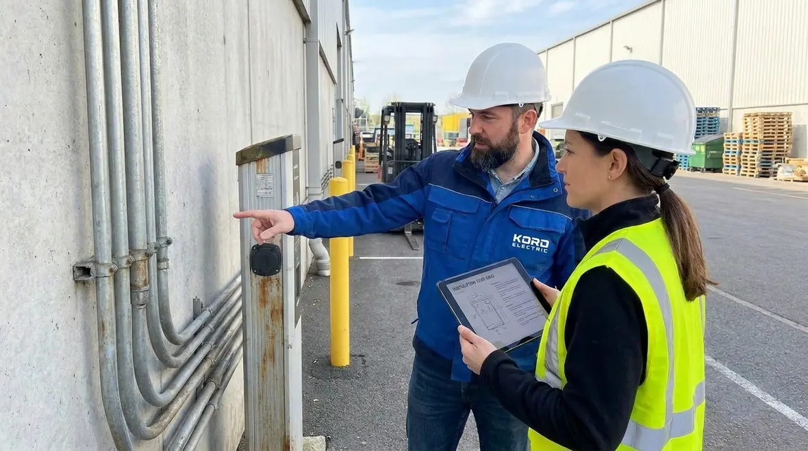Commercial EV charger installation following NEC focused electrical requirements