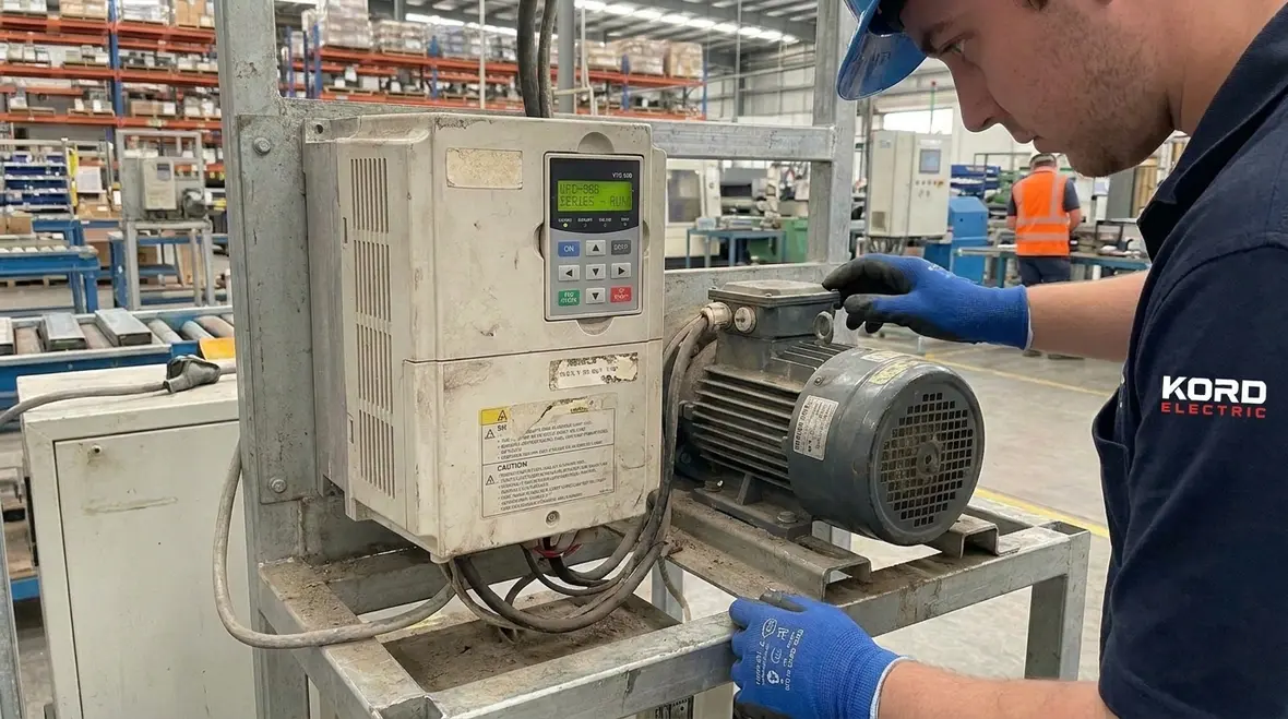 Industrial electrical panel with breakers contactors and relays under inspection